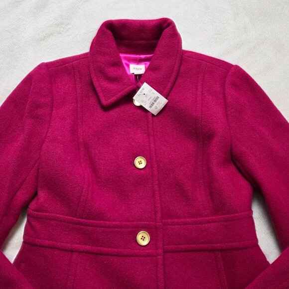 New 6P J Crew Factory wool-blend lady day coat in Brilliant Berry 6 Petite - Picture 4 of 12